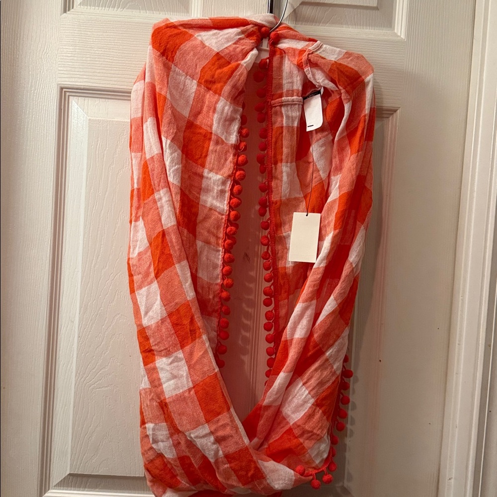 Crown & Ivy Orange and White Plaid Scarf